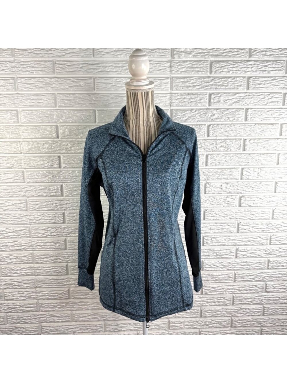 Christopher & Banks Full Zip Marled Activewear Jacket Blue Space Dye Size Small